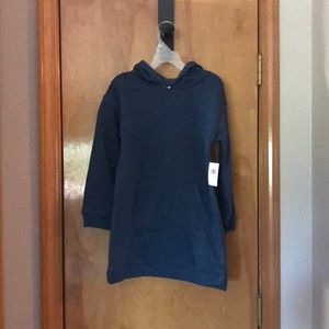 Girl’s small size 6-7 hooded navy blue sweatshirt dress